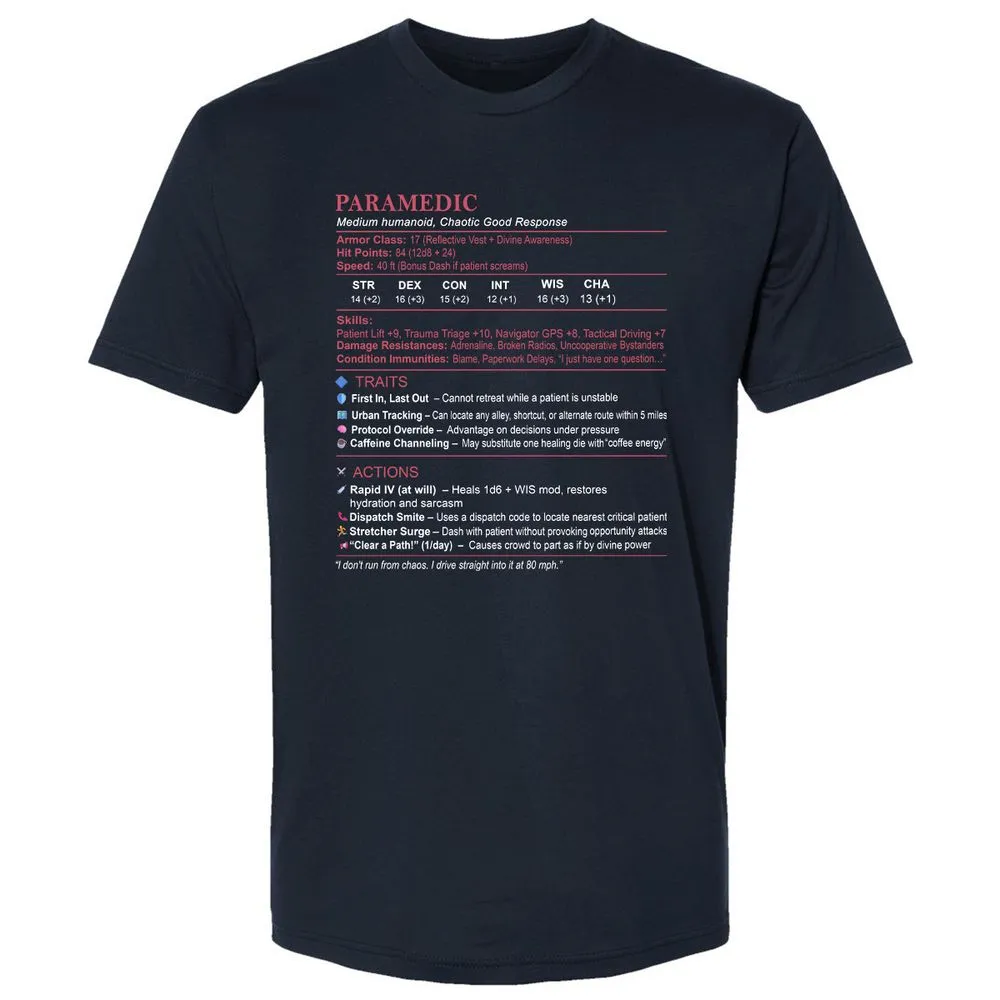 Paramedic Stats Premium Unisex T-Shirt - Midnight Navy - 2