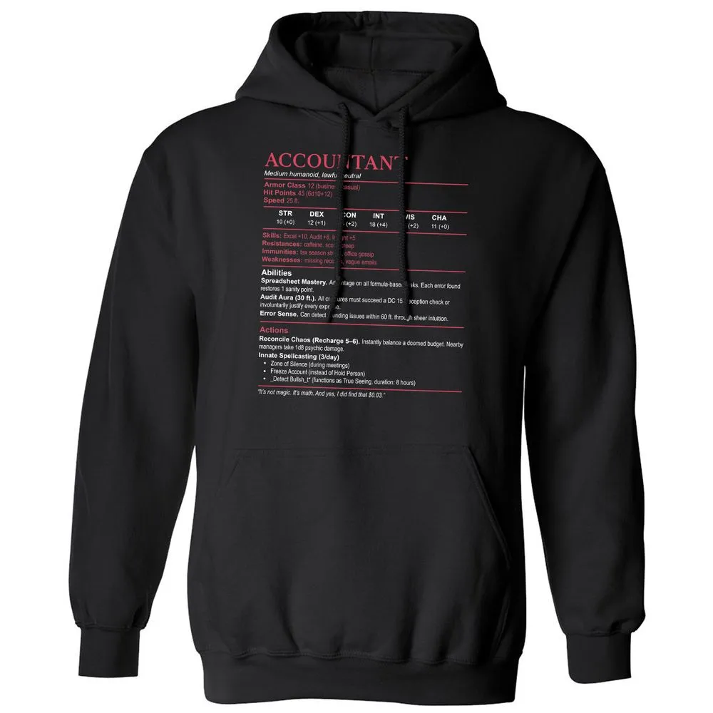 Accountant Stats Classic Unisex Hoodie - Black - 1