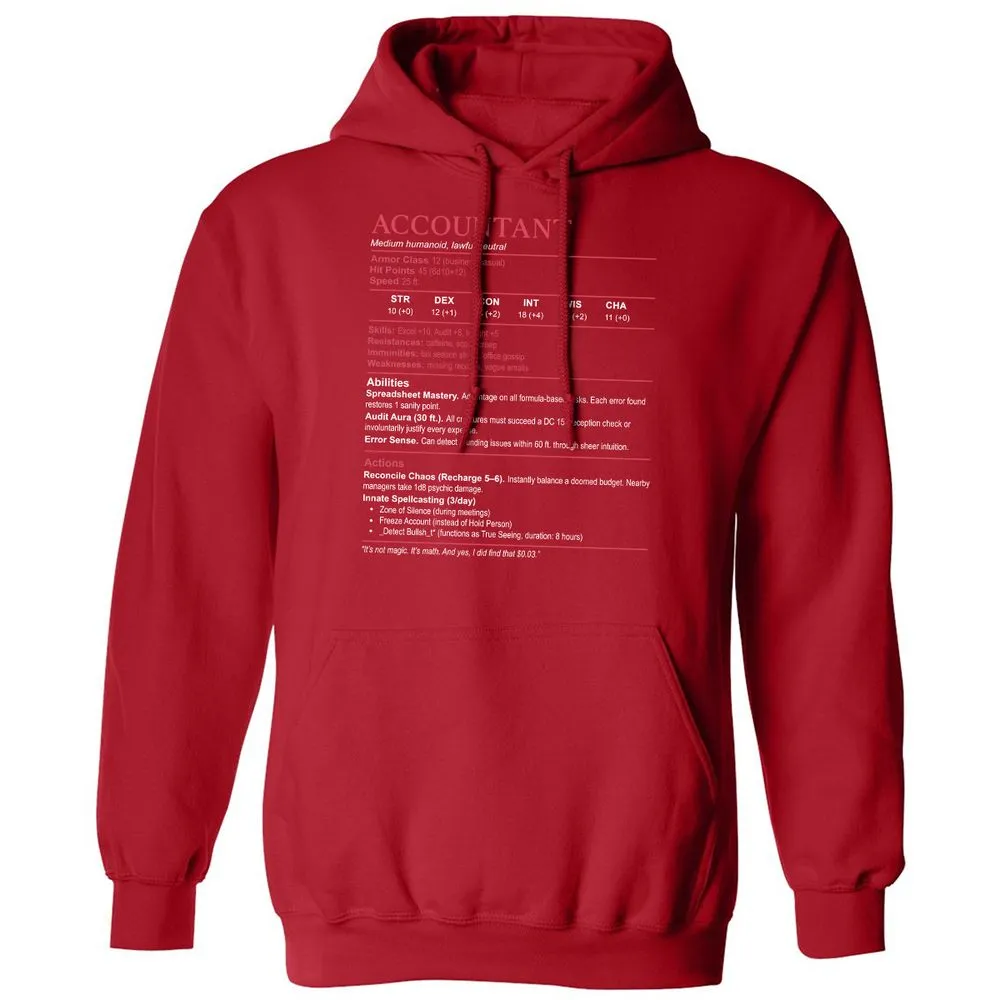 Accountant Stats Classic Unisex Hoodie - Red - 5