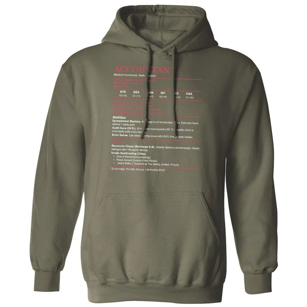 Accountant Stats Classic Unisex Hoodie - Military Green - 4