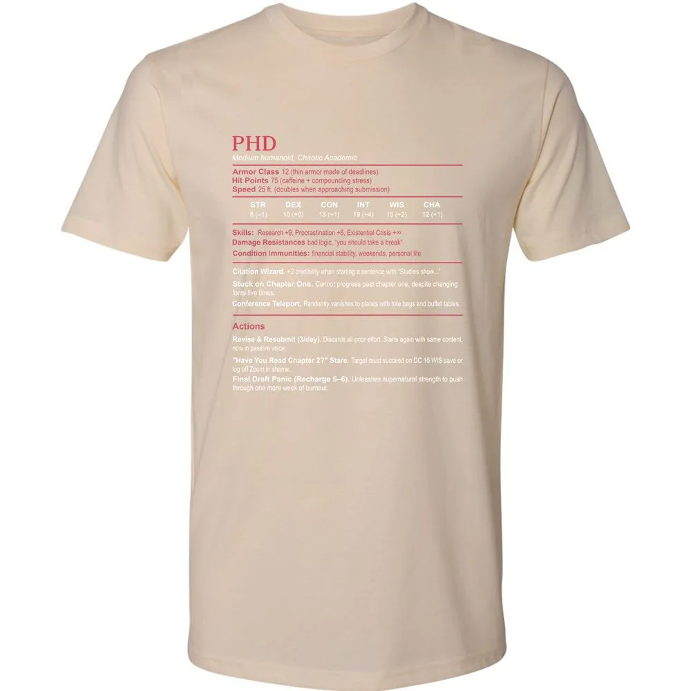 PhD Stats Premium Unisex T-Shirt - Cream - 14