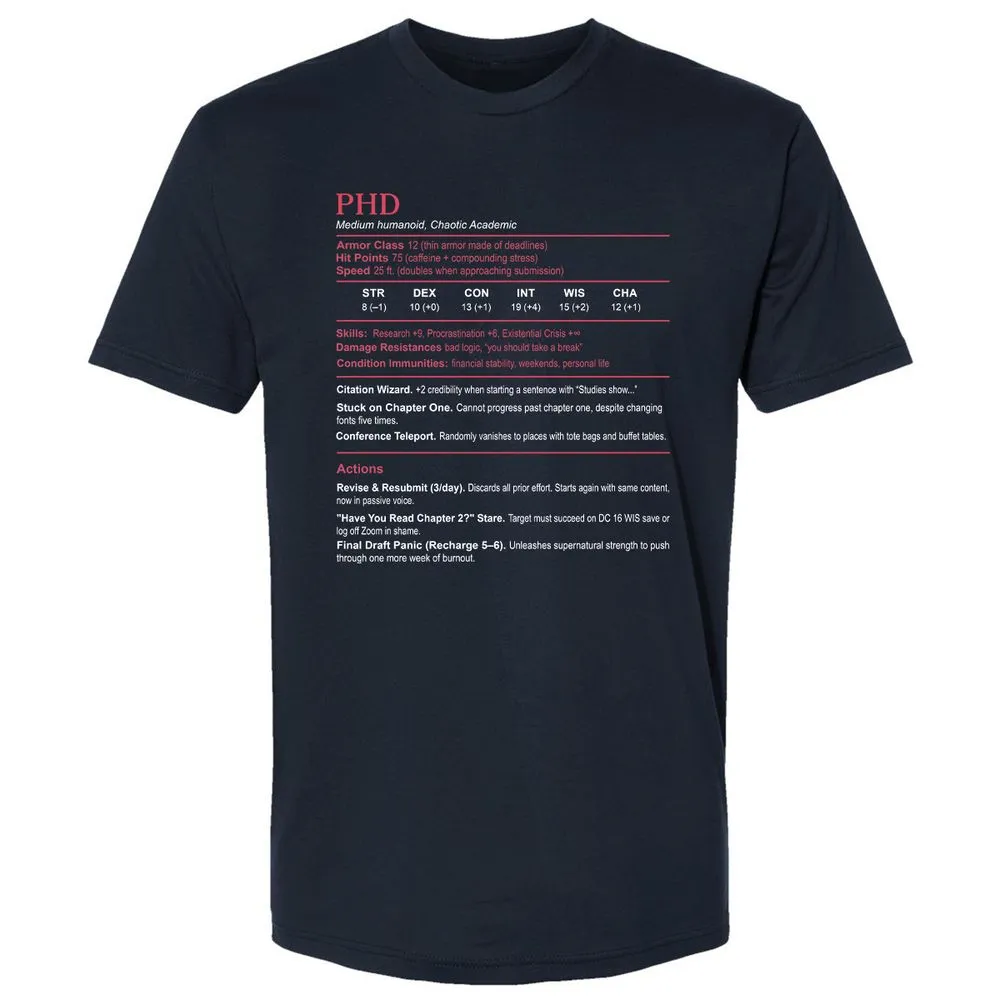 PhD Stats Premium Unisex T-Shirt - Midnight Navy - 2