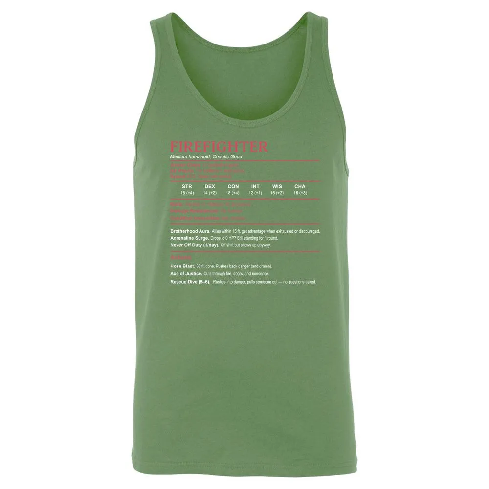 Firefighter Stats Unisex Jersey Tank - Leaf - 10
