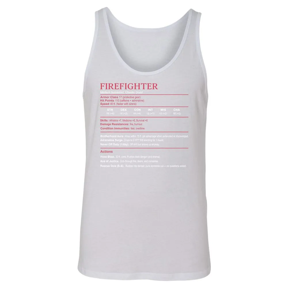 Firefighter Stats Unisex Jersey Tank - White - 14