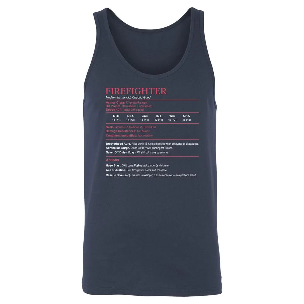 Firefighter Stats Unisex Jersey Tank - Navy - 2