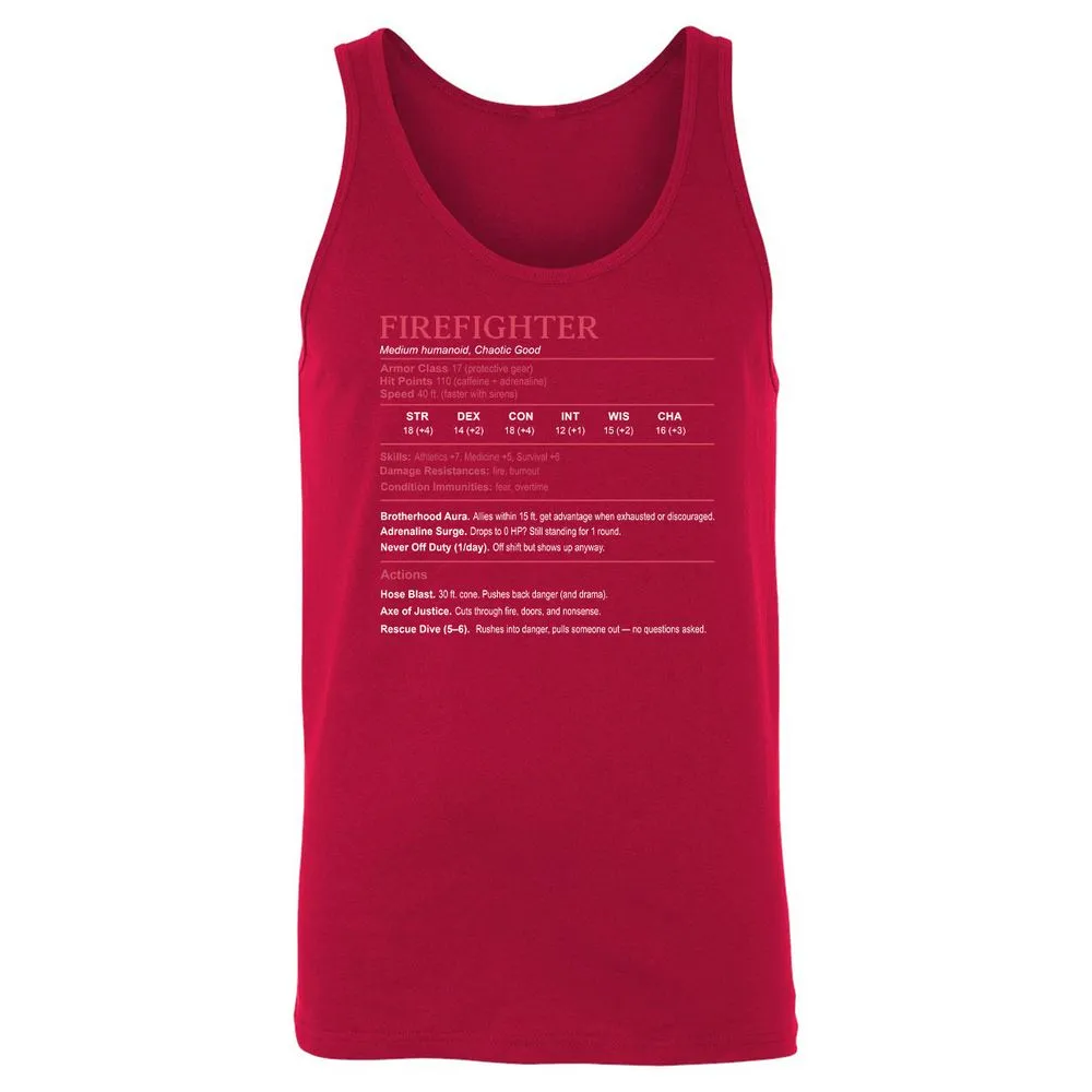 Firefighter Stats Unisex Jersey Tank - Red - 11