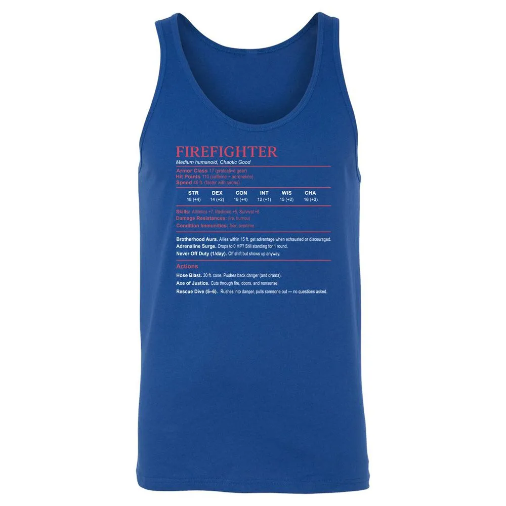Firefighter Stats Unisex Jersey Tank - True Royal - 13