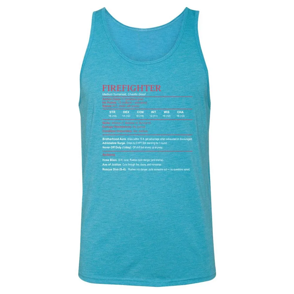 Firefighter Stats Unisex Jersey Tank - Aqua Triblend - 3