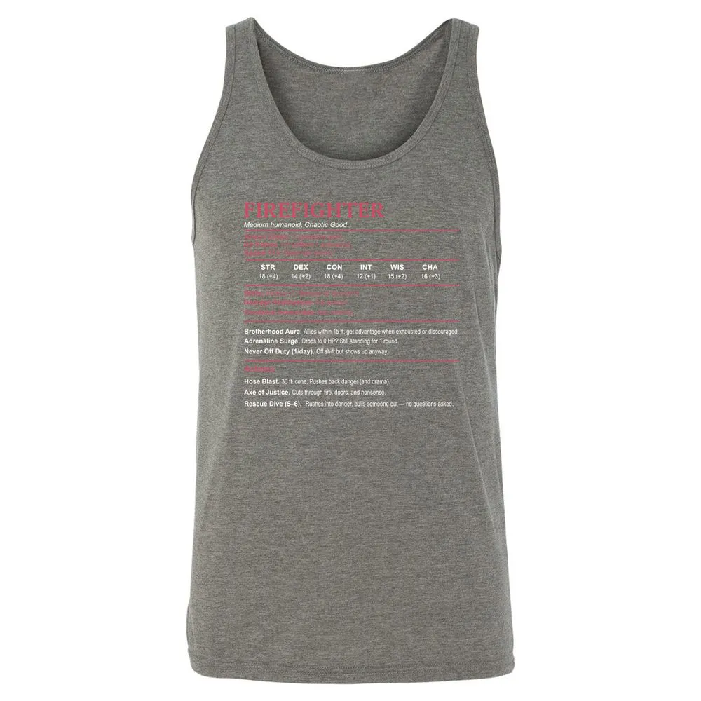 Firefighter Stats Unisex Jersey Tank - Grey Triblend - 8