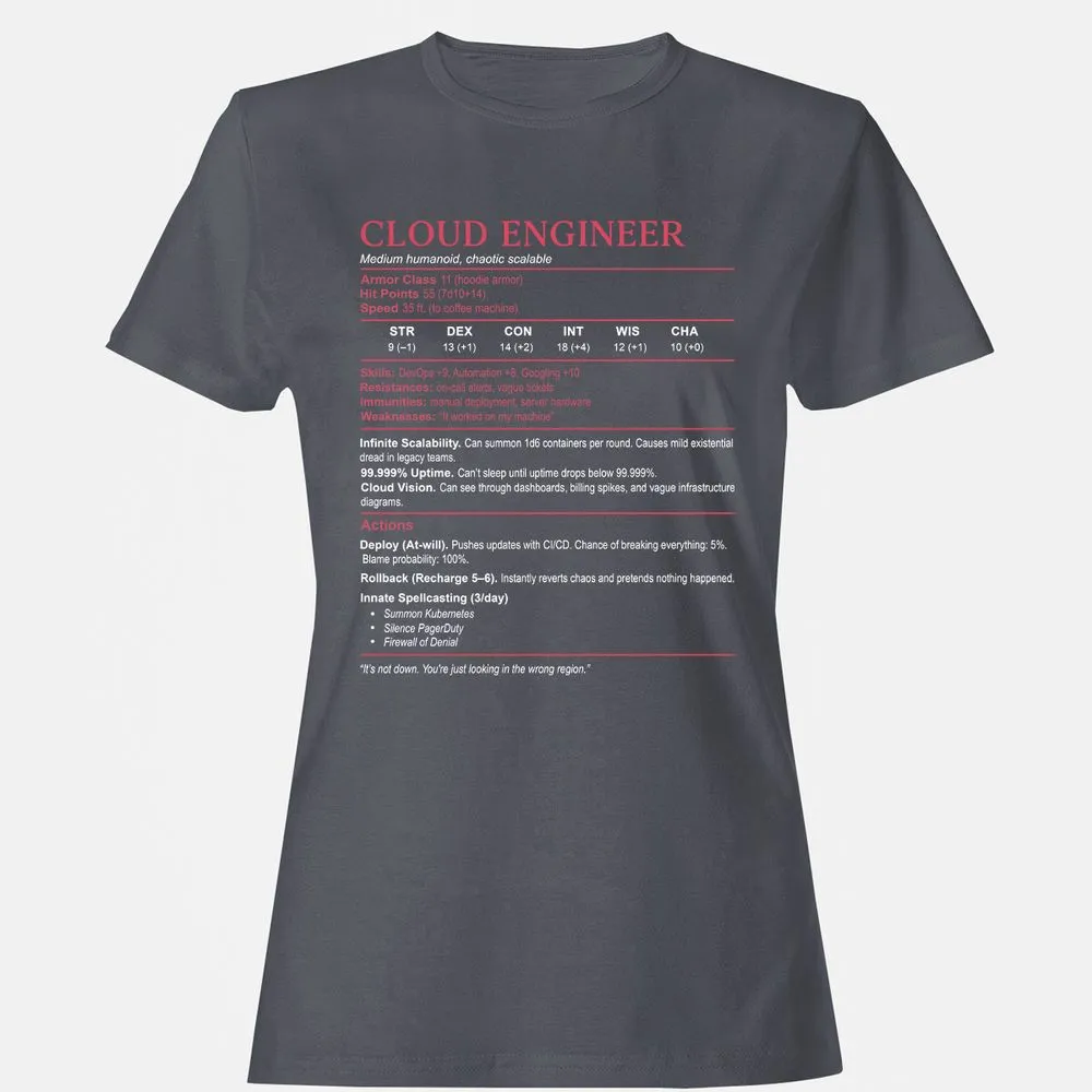 Cloud Engineer Stats Women's T-Shirt - Dark Heather - 5