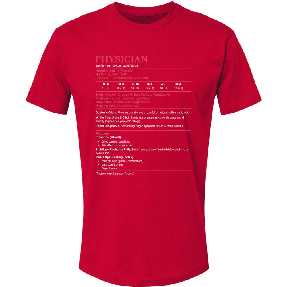 Physician Stats Premium Unisex T-Shirt - Red - 6