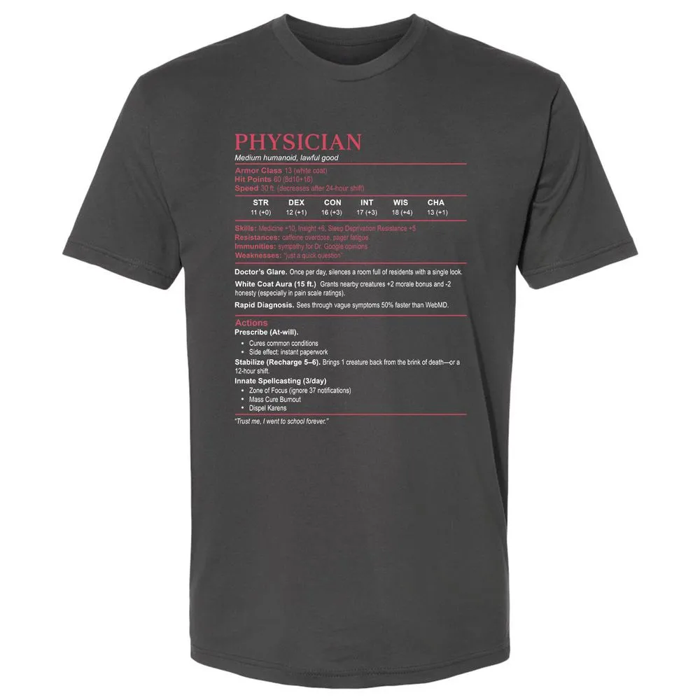 Physician Stats Premium Unisex T-Shirt - Heavy Metal - 8