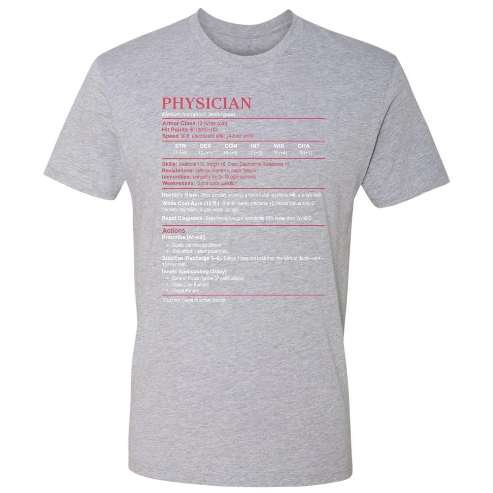 Physician Stats Premium Unisex T-Shirt - Heather Grey - 9