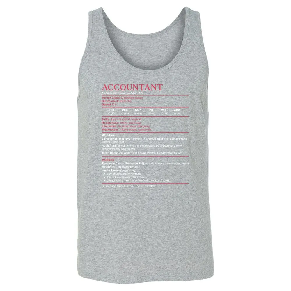 Accountant Stats Unisex Jersey Tank - Athletic Heather - 4
