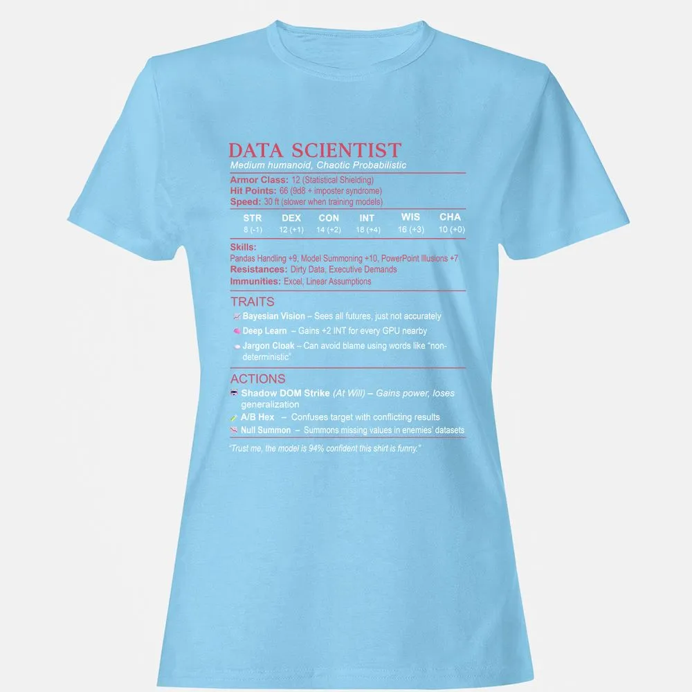 Data Scientist Stats Women's T-Shirt - Light Blue - 8