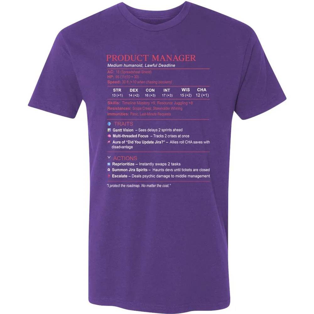 Product Manager Stats (PM) Premium Unisex T-Shirt - Purple Rush - 7