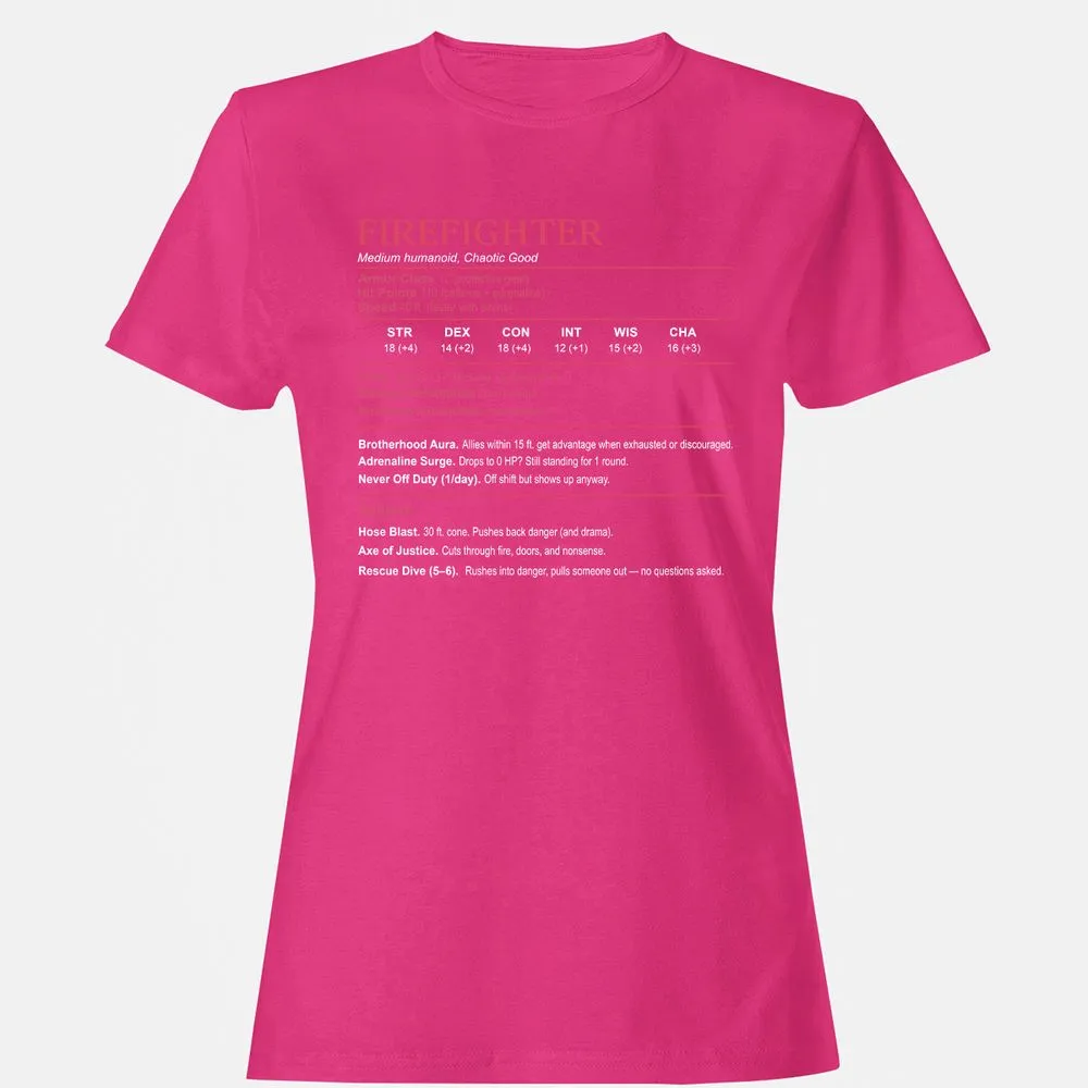 Firefighter Stats Women's T-Shirt - Heliconia - 6