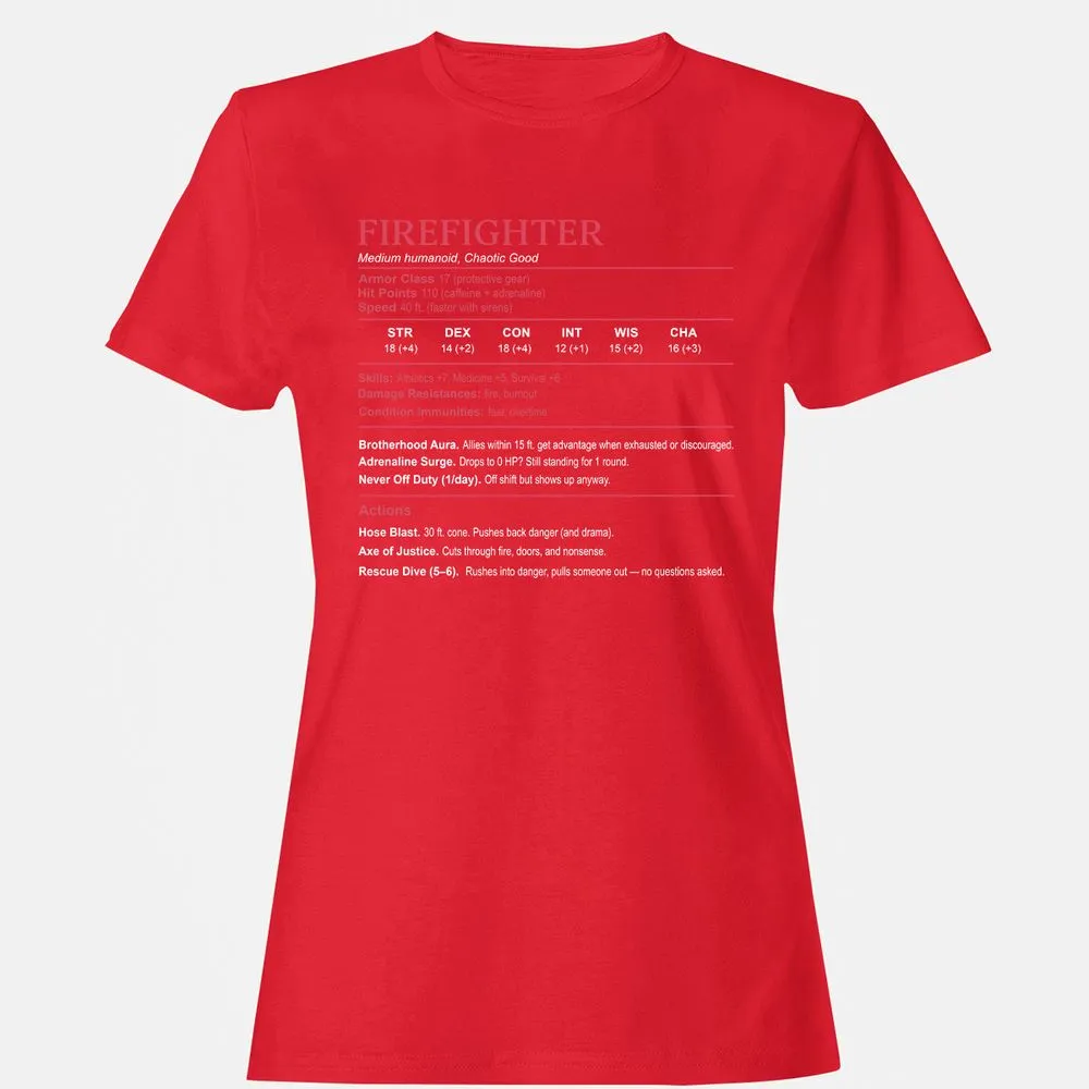 Firefighter Stats Women's T-Shirt - Red - 13