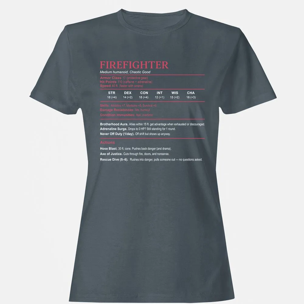 Firefighter Stats Women's T-Shirt - Charcoal - 3
