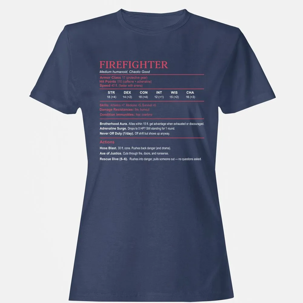 Firefighter Stats Women's T-Shirt - Navy - 10