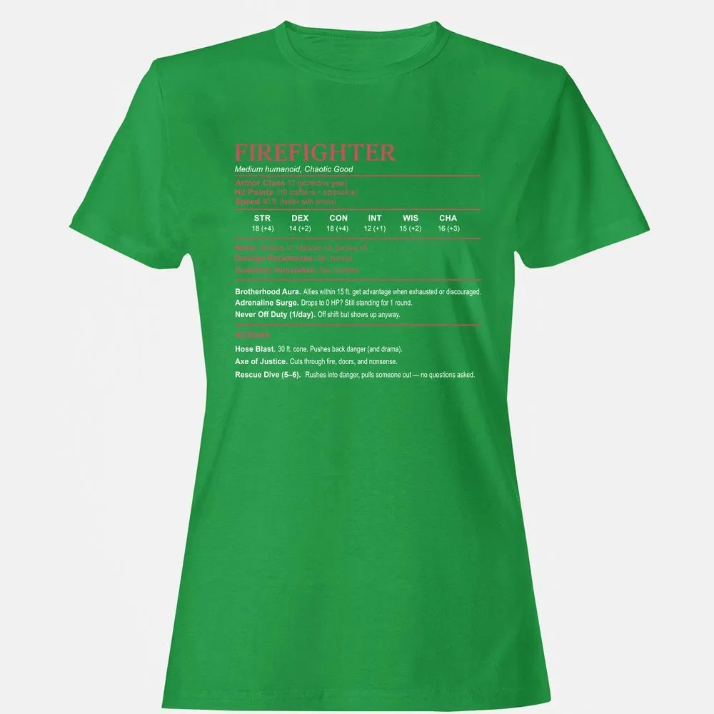 Firefighter Stats Women's T-Shirt - Irish Green - 7