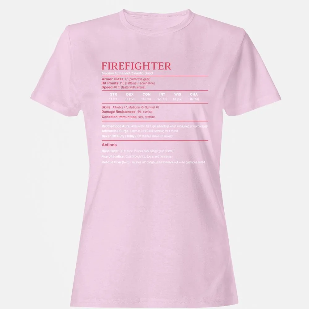 Firefighter Stats Women's T-Shirt - Light Pink - 9