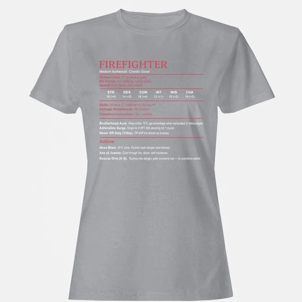 Firefighter Stats Women's T-Shirt - Sport Grey - 15