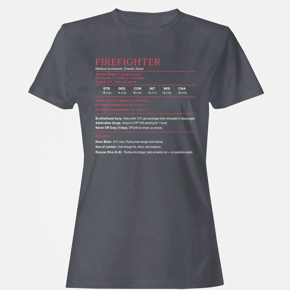 Firefighter Stats Women's T-Shirt - Dark Heather - 5