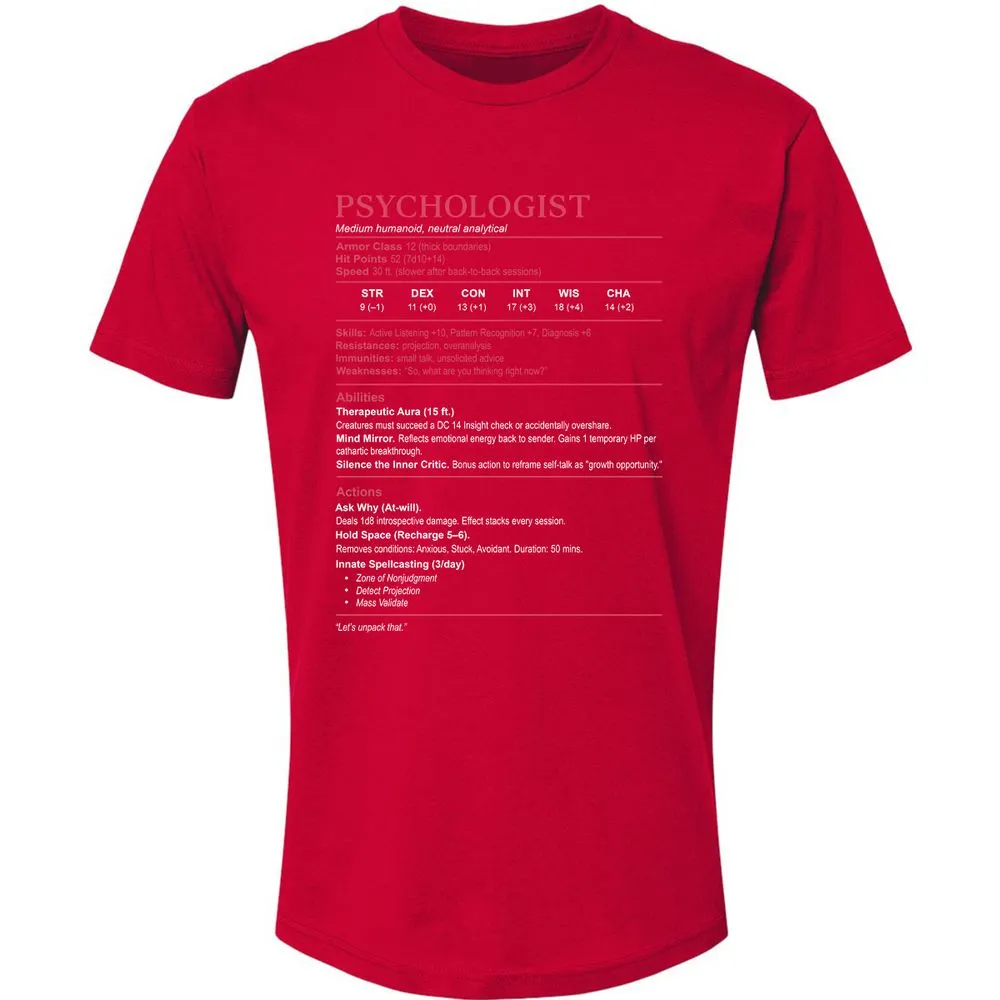 Psychologist Stats Premium Unisex T-Shirt - Red - 6