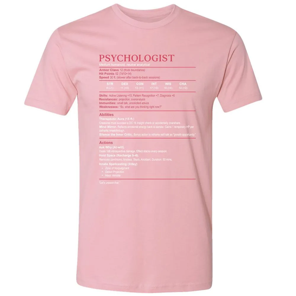 Psychologist Stats Premium Unisex T-Shirt - Light Pink - 3