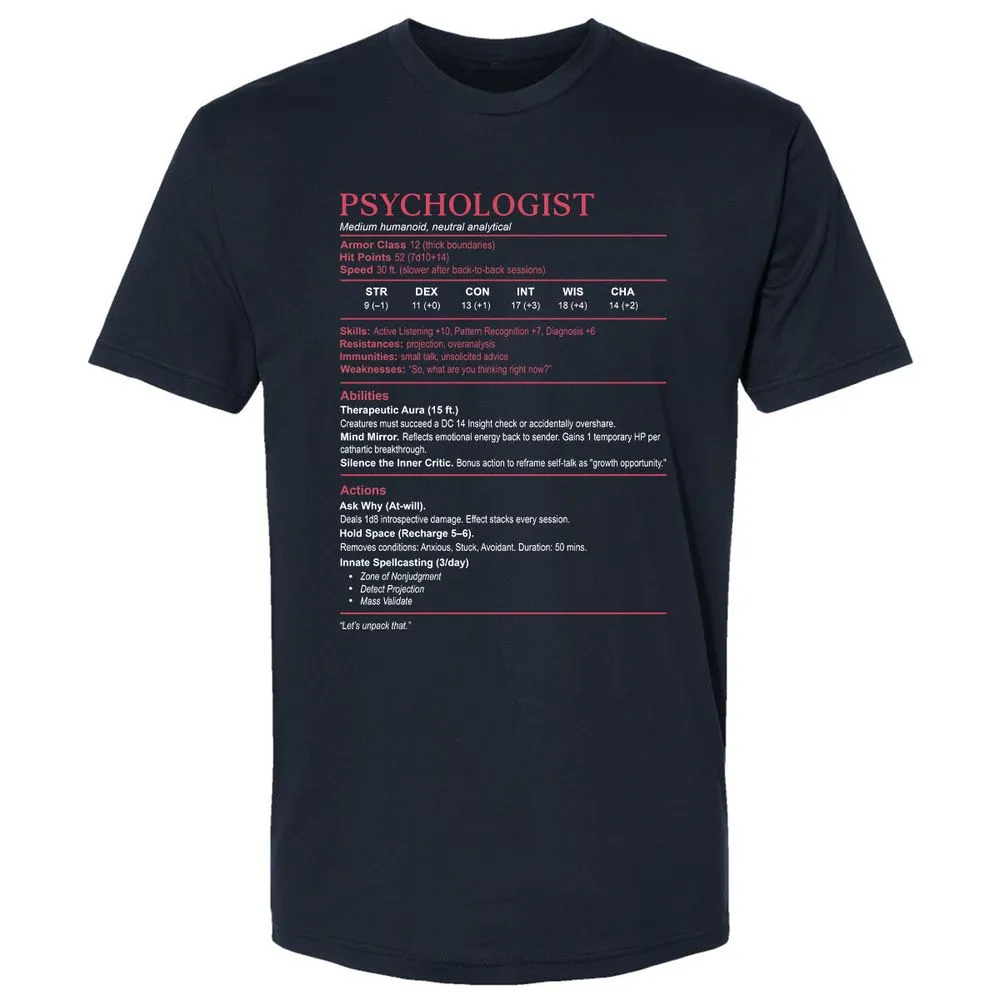 Psychologist Stats Premium Unisex T-Shirt - Midnight Navy - 2
