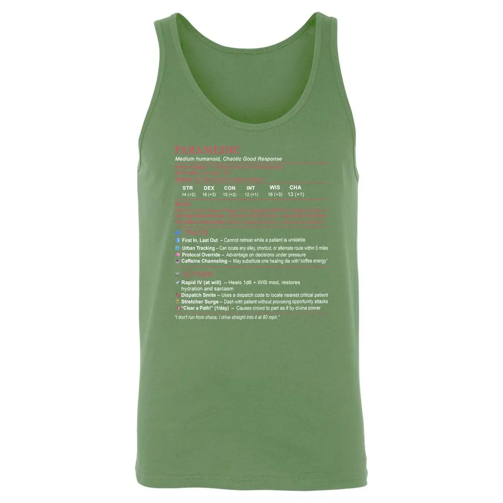 Paramedic Stats Unisex Jersey Tank - Leaf - 10
