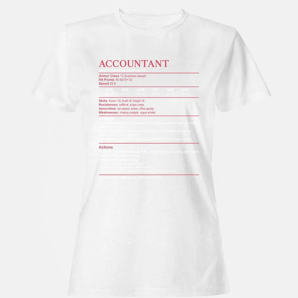 Accountant Stats Women's T-Shirt - White - 16