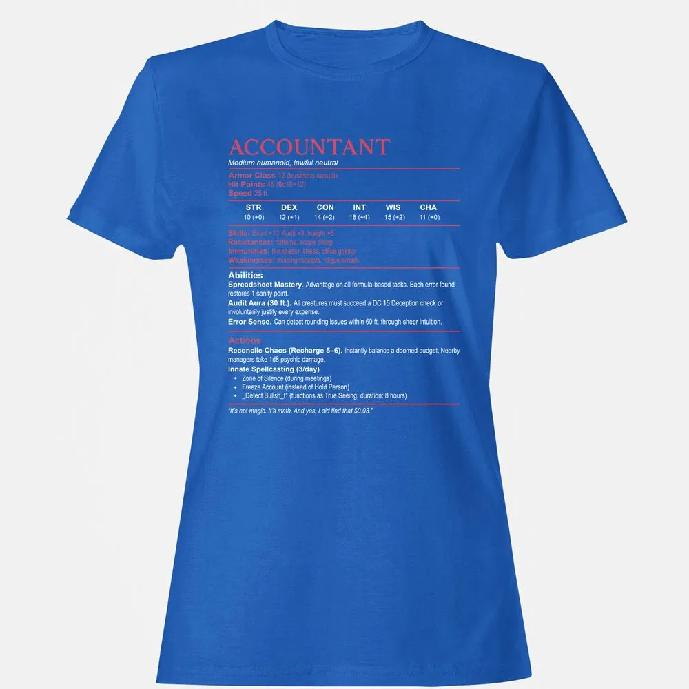 Accountant Stats Women's T-Shirt - Royal - 14