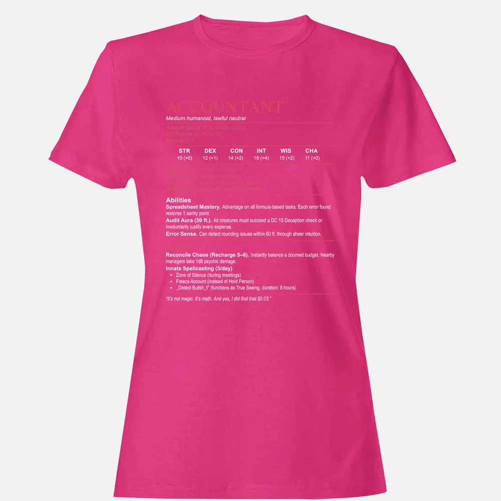 Accountant Stats Women's T-Shirt - Heliconia - 6