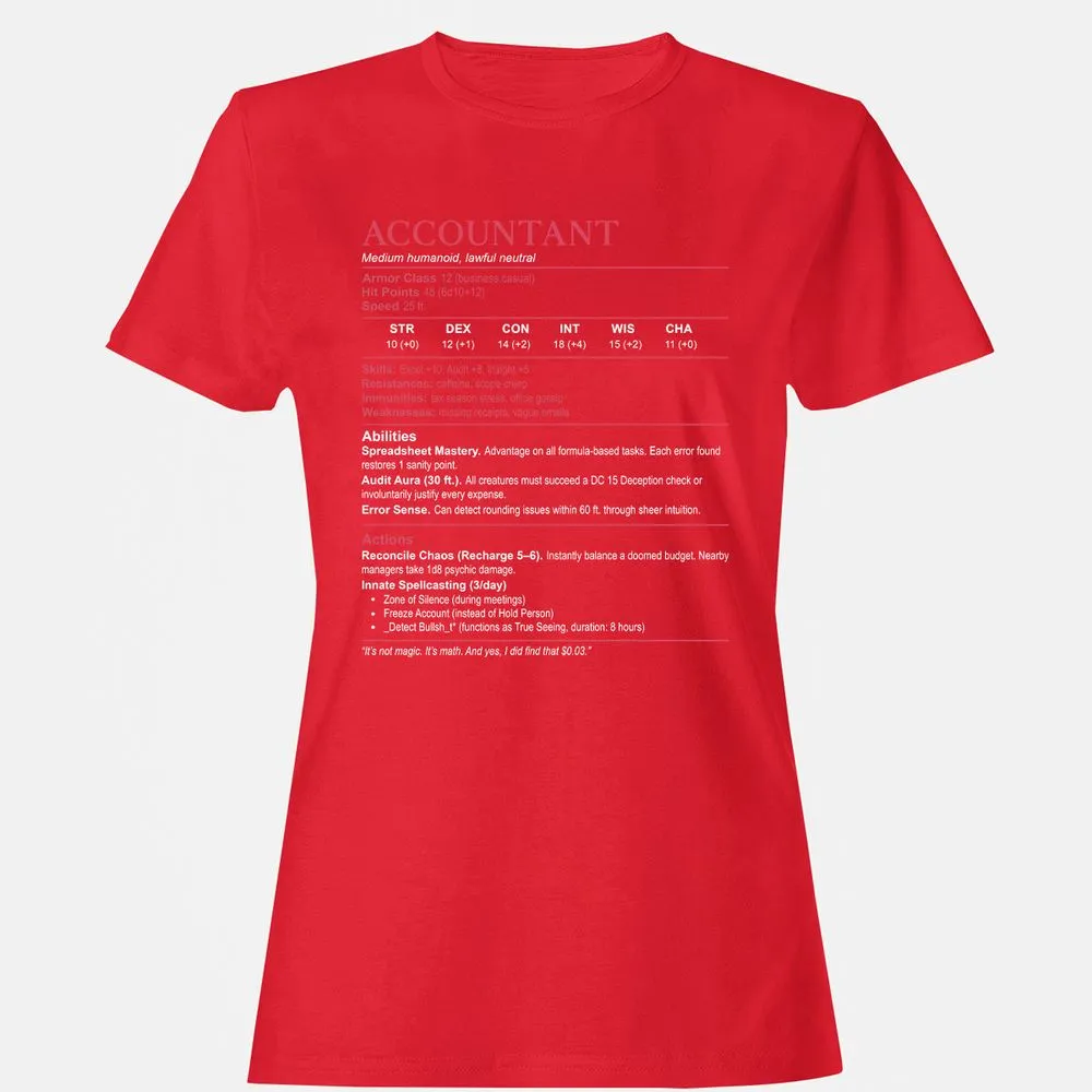 Accountant Stats Women's T-Shirt - Red - 13