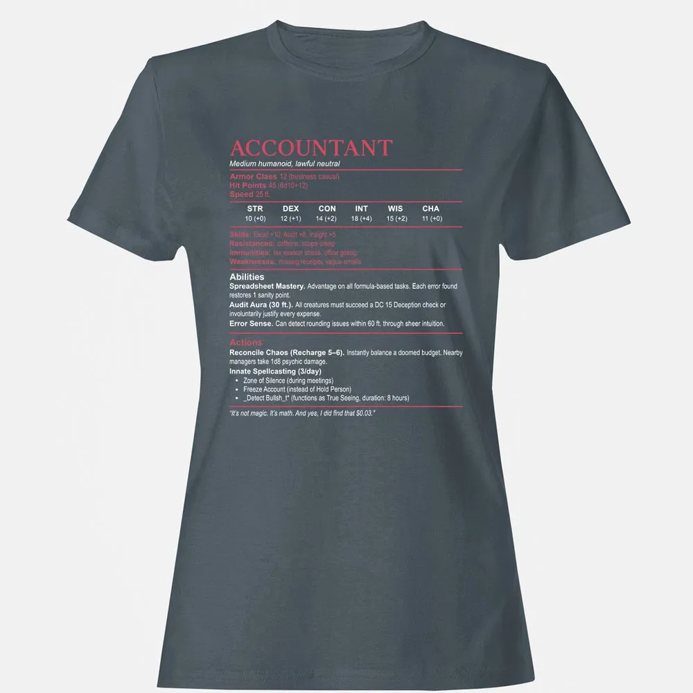 Accountant Stats Women's T-Shirt - Charcoal - 3