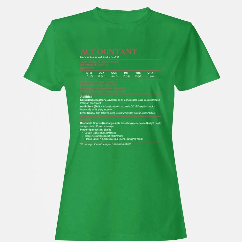 Accountant Stats Women's T-Shirt - Irish Green - 7