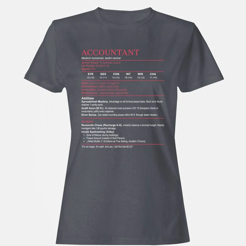 Accountant Stats Women's T-Shirt - Dark Heather - 5