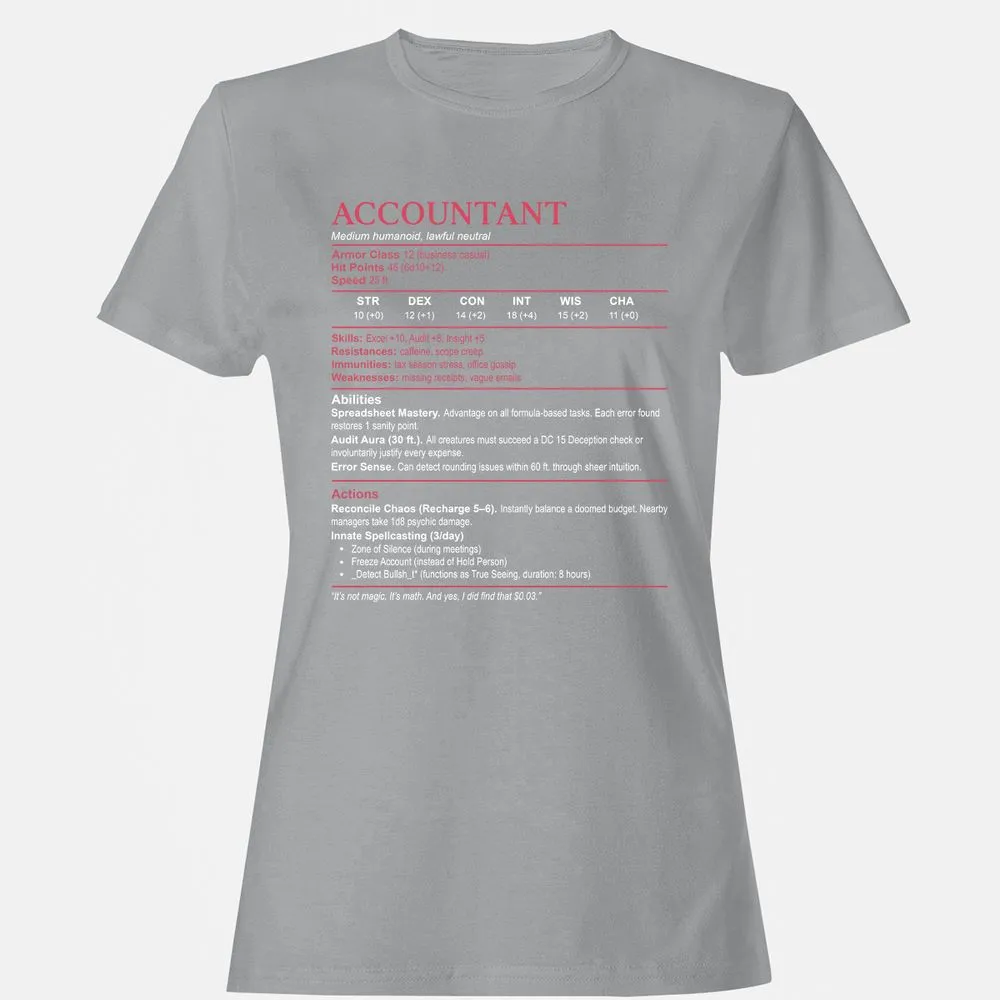 Accountant Stats Women's T-Shirt - Sport Grey - 15