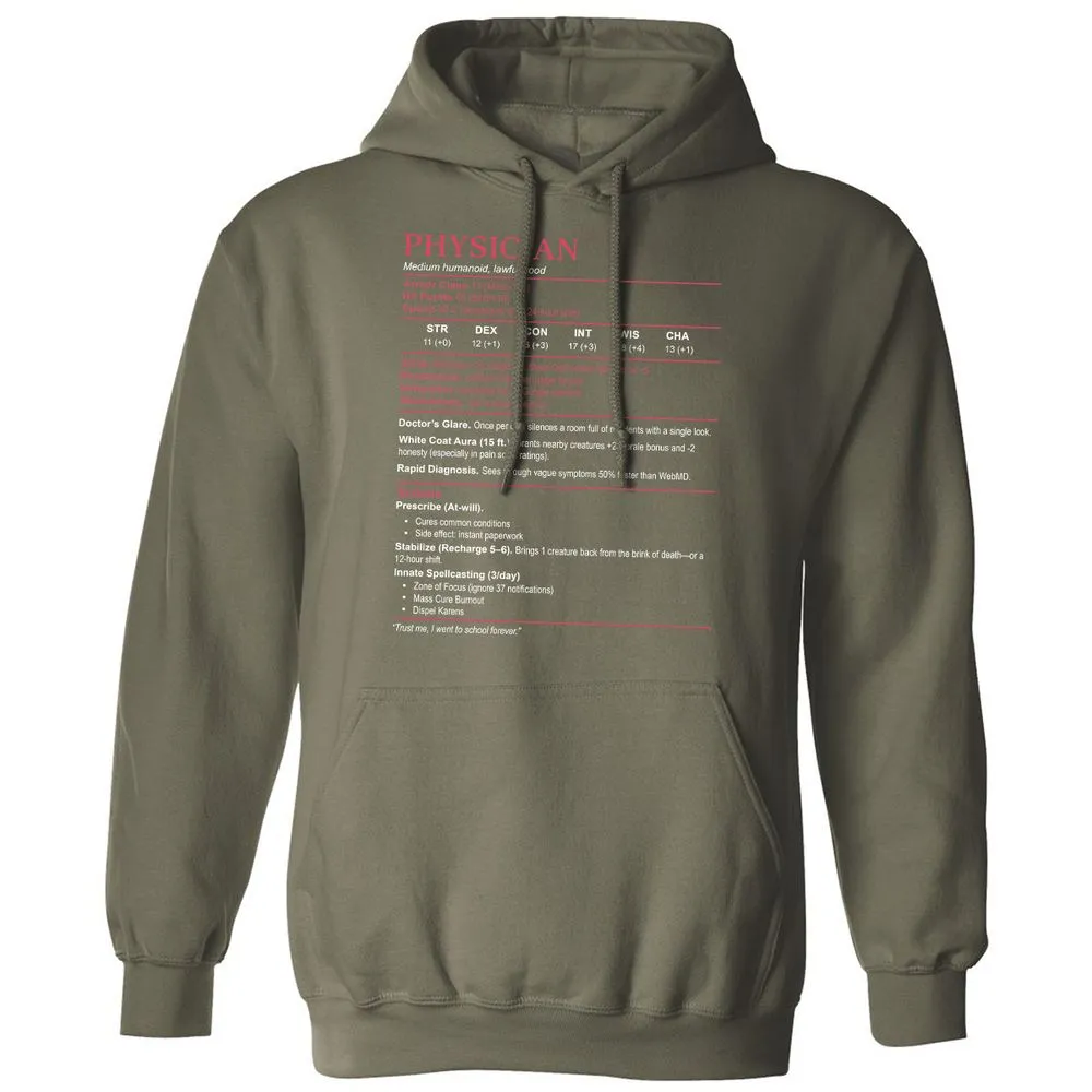 Physician Stats Classic Unisex Hoodie - Military Green - 4