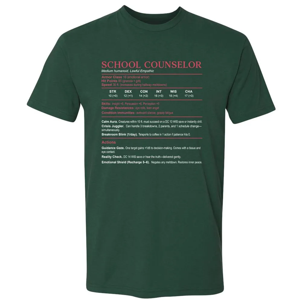 School Counselor Stats Premium Unisex T-Shirt - Forest Green - 13