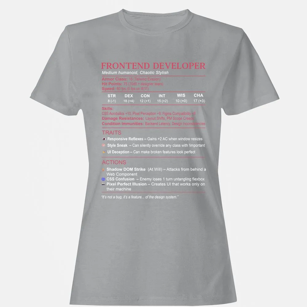 Frontend Developer Stats Women's T-Shirt - Sport Grey - 15