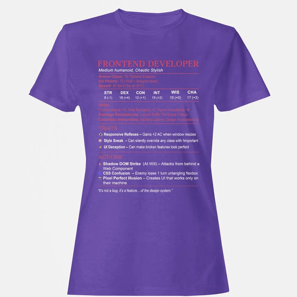 Frontend Developer Stats Women's T-Shirt - Purple - 12