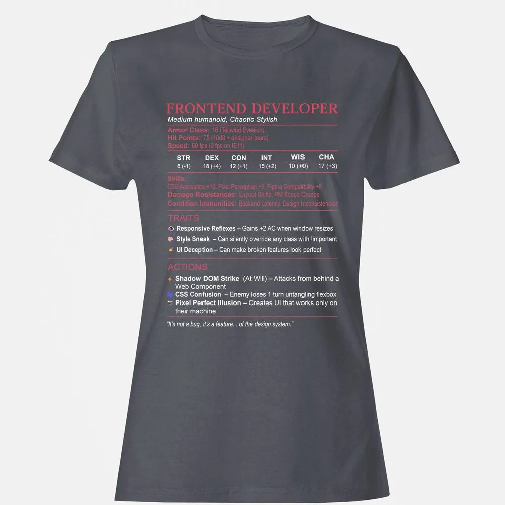 Frontend Developer Stats Women's T-Shirt - Dark Heather - 5