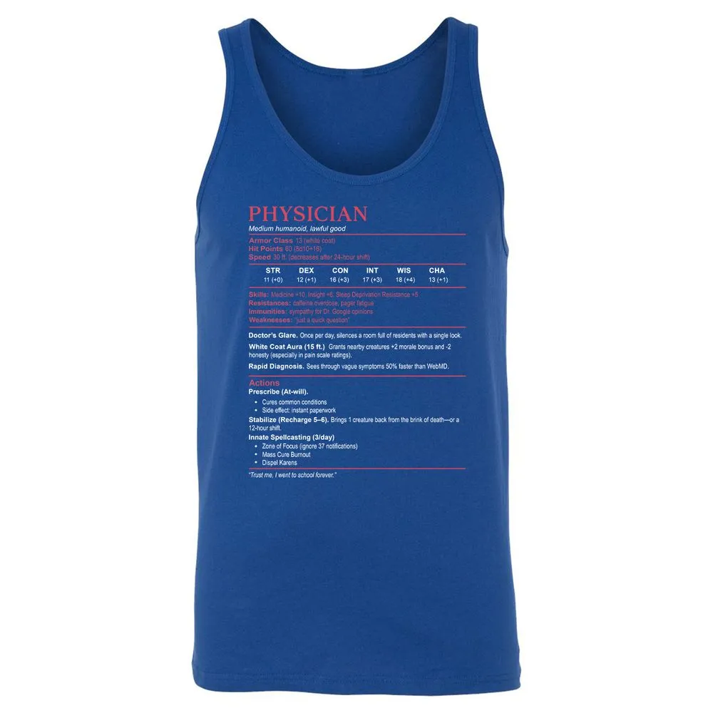 Physician Stats Unisex Jersey Tank - True Royal - 13