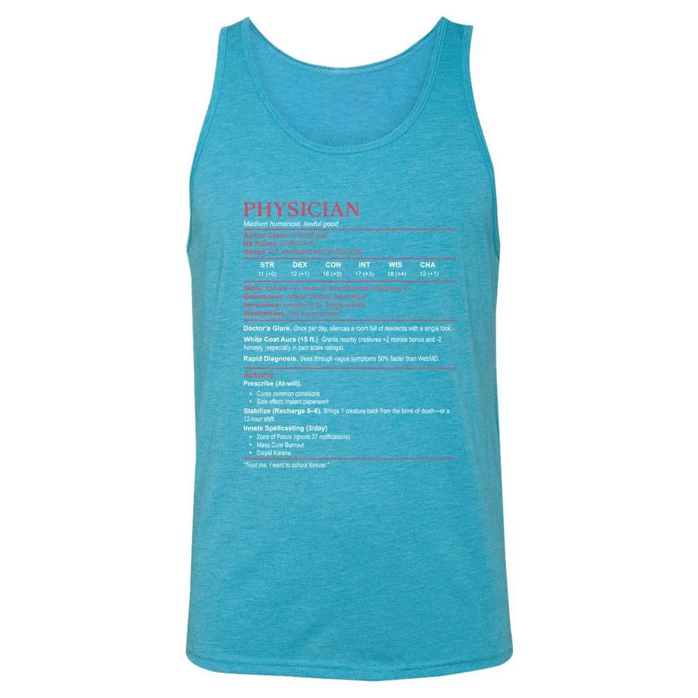 Physician Stats Unisex Jersey Tank - Aqua Triblend - 3