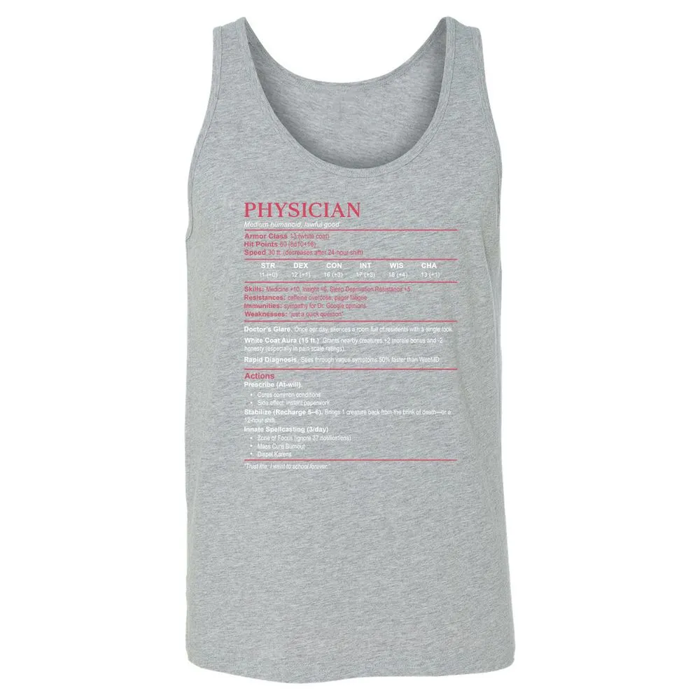 Physician Stats Unisex Jersey Tank - Athletic Heather - 4