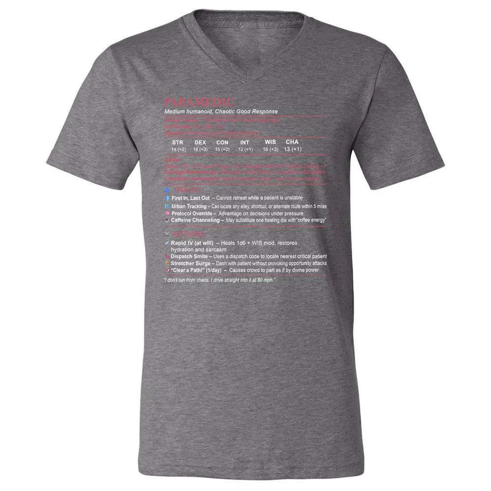 Paramedic Stats Unisex V-Neck T-Shirt - Deep Heather - 13