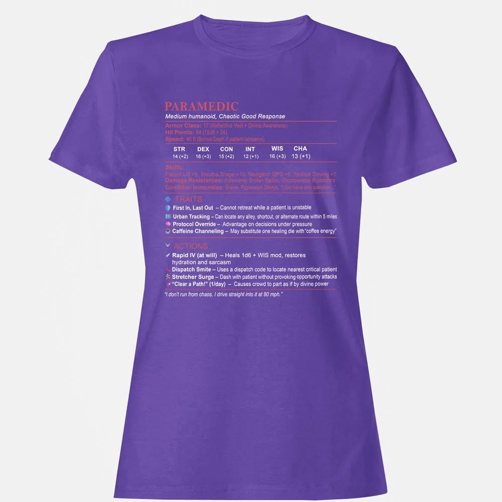 Paramedic Stats Women's T-Shirt - Purple - 12